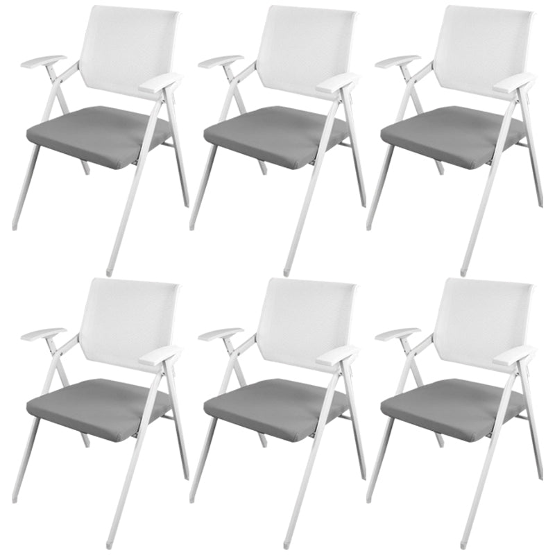 Mid Back Conference Chair with Arms White Metal Frame Modern Computer Office Chair Grey Without Writing Pad 6 Piece Set Clearhalo 'furn' 'furn_office_chair' 'Furniture' 'furniture_office_chair' 'Office Chairs' 'Office Furniture' 'office_chair' 5011267