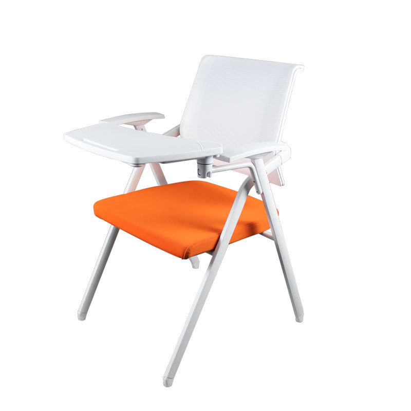 Mid Back Conference Chair with Arms White Metal Frame Modern Computer Office Chair Clearhalo 'furn' 'furn_office_chair' 'Furniture' 'furniture_office_chair' 'Office Chairs' 'Office Furniture' 'office_chair' 5011270