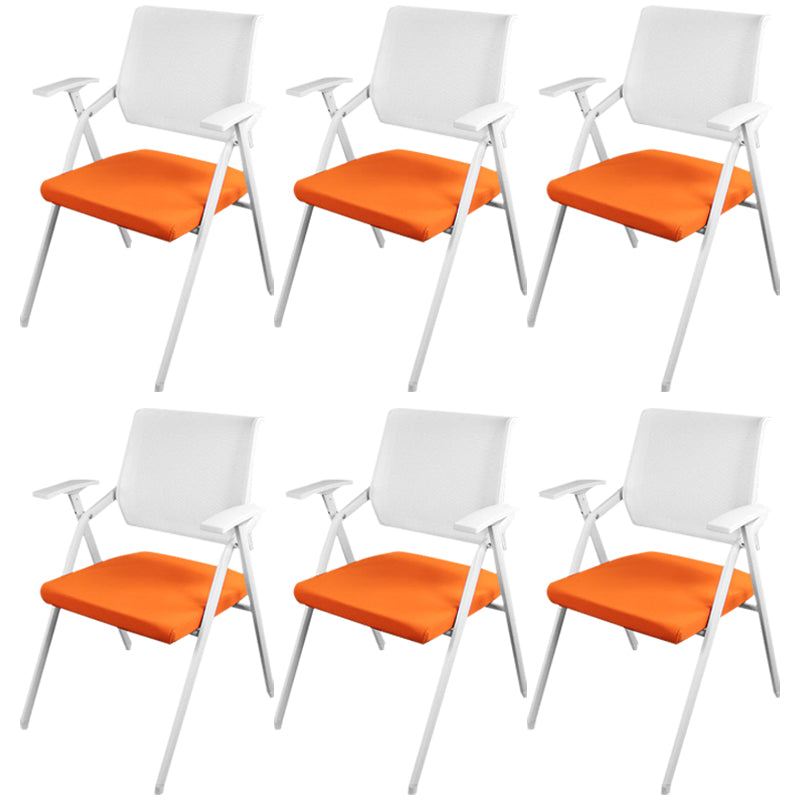 Mid Back Conference Chair with Arms White Metal Frame Modern Computer Office Chair Orange Without Writing Pad 6 Piece Set Clearhalo 'furn' 'furn_office_chair' 'Furniture' 'furniture_office_chair' 'Office Chairs' 'Office Furniture' 'office_chair' 5011279