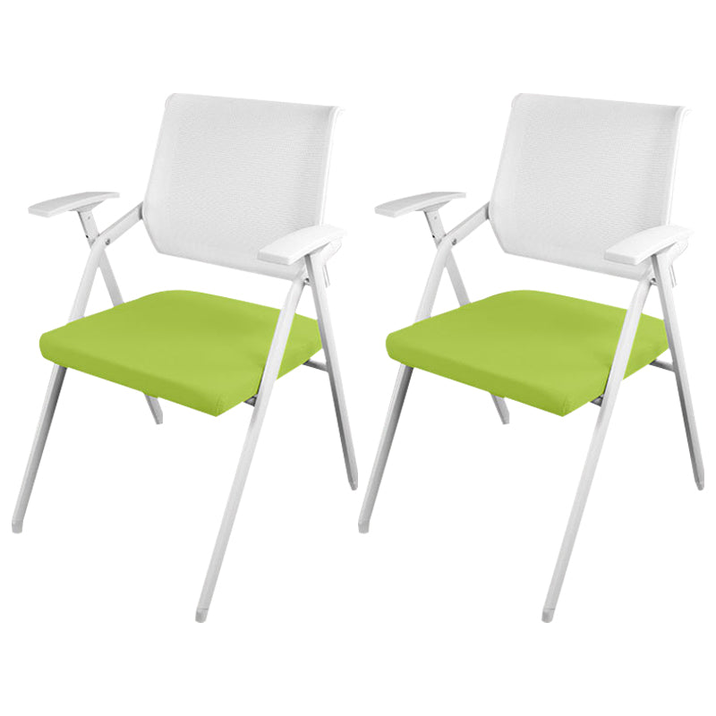 Mid Back Conference Chair with Arms White Metal Frame Modern Computer Office Chair Green Without Writing Pad 2 Piece Set Clearhalo 'furn' 'furn_office_chair' 'Furniture' 'furniture_office_chair' 'Office Chairs' 'Office Furniture' 'office_chair' 5011280