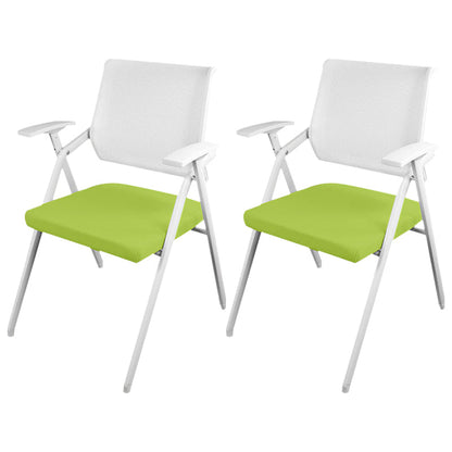 Mid Back Conference Chair with Arms White Metal Frame Modern Computer Office Chair Green Without Writing Pad 2 Piece Set Clearhalo 'furn' 'furn_office_chair' 'Furniture' 'furniture_office_chair' 'Office Chairs' 'Office Furniture' 'office_chair' 5011280
