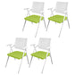 Mid Back Conference Chair with Arms White Metal Frame Modern Computer Office Chair Green Without Writing Pad 4 Piece Set Clearhalo 'furn' 'furn_office_chair' 'Furniture' 'furniture_office_chair' 'Office Chairs' 'Office Furniture' 'office_chair' 5011283