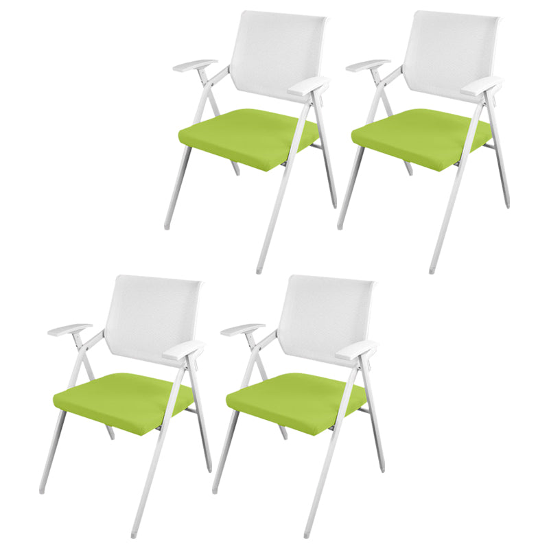 Mid Back Conference Chair with Arms White Metal Frame Modern Computer Office Chair Green Without Writing Pad 4 Piece Set Clearhalo 'furn' 'furn_office_chair' 'Furniture' 'furniture_office_chair' 'Office Chairs' 'Office Furniture' 'office_chair' 5011283