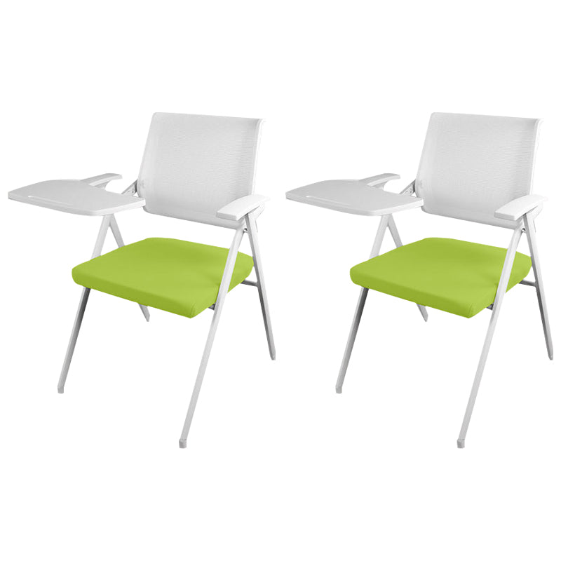 Mid Back Conference Chair with Arms White Metal Frame Modern Computer Office Chair Green Small Writing Pad 2 Piece Set Clearhalo 'furn' 'furn_office_chair' 'Furniture' 'furniture_office_chair' 'Office Chairs' 'Office Furniture' 'office_chair' 5011287
