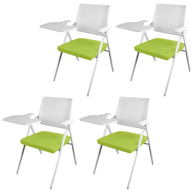Mid Back Conference Chair with Arms White Metal Frame Modern Computer Office Chair Green Small Writing Pad 4 Piece Set Clearhalo 'furn' 'furn_office_chair' 'Furniture' 'furniture_office_chair' 'Office Chairs' 'Office Furniture' 'office_chair' 5011289