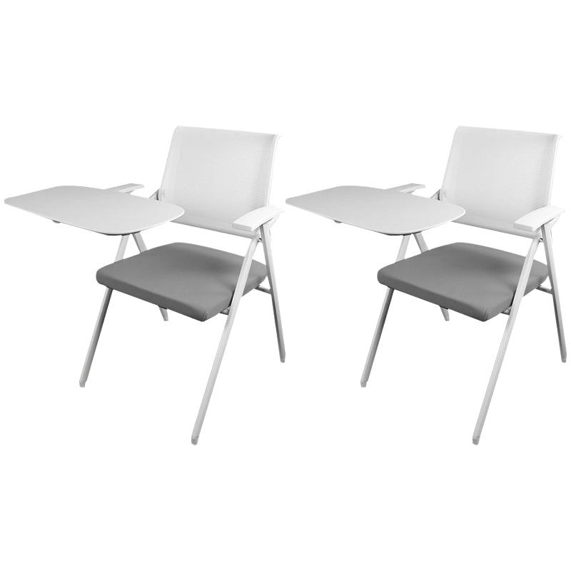 Mid Back Conference Chair with Arms White Metal Frame Modern Computer Office Chair Grey Large Writing Pad 2 Piece Set Clearhalo 'furn' 'furn_office_chair' 'Furniture' 'furniture_office_chair' 'Office Chairs' 'Office Furniture' 'office_chair' 5011291