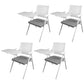 Mid Back Conference Chair with Arms White Metal Frame Modern Computer Office Chair Grey Large Writing Pad 4 Piece Set Clearhalo 'furn' 'furn_office_chair' 'Furniture' 'furniture_office_chair' 'Office Chairs' 'Office Furniture' 'office_chair' 5011292