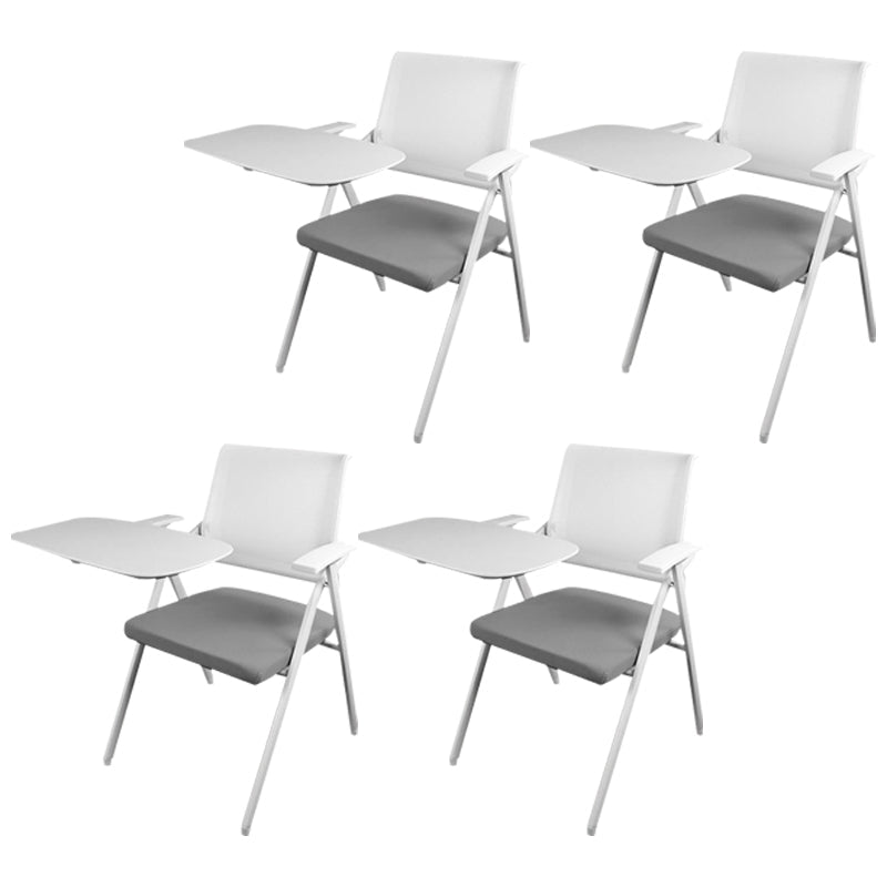 Mid Back Conference Chair with Arms White Metal Frame Modern Computer Office Chair Grey Large Writing Pad 4 Piece Set Clearhalo 'furn' 'furn_office_chair' 'Furniture' 'furniture_office_chair' 'Office Chairs' 'Office Furniture' 'office_chair' 5011292