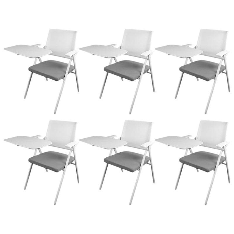 Mid Back Conference Chair with Arms White Metal Frame Modern Computer Office Chair Grey Large Writing Pad 6 Piece Set Clearhalo 'furn' 'furn_office_chair' 'Furniture' 'furniture_office_chair' 'Office Chairs' 'Office Furniture' 'office_chair' 5011293