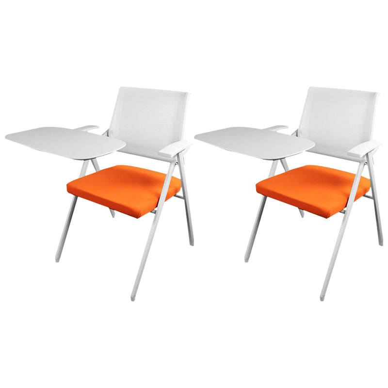 Mid Back Conference Chair with Arms White Metal Frame Modern Computer Office Chair Orange Large Writing Pad 2 Piece Set Clearhalo 'furn' 'furn_office_chair' 'Furniture' 'furniture_office_chair' 'Office Chairs' 'Office Furniture' 'office_chair' 5011294