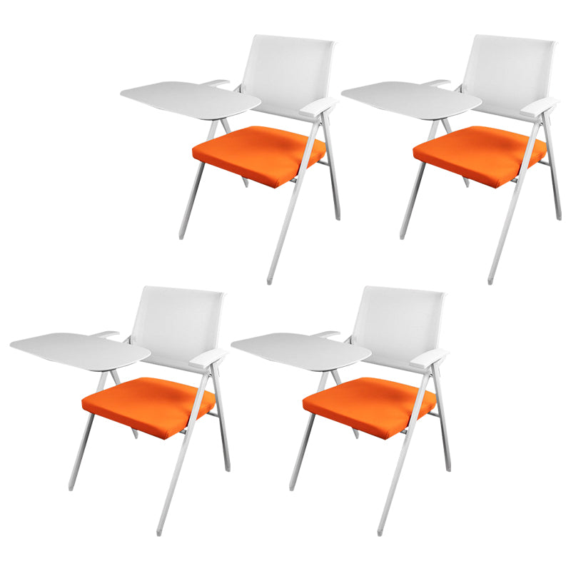 Mid Back Conference Chair with Arms White Metal Frame Modern Computer Office Chair Orange Large Writing Pad 4 Piece Set Clearhalo 'furn' 'furn_office_chair' 'Furniture' 'furniture_office_chair' 'Office Chairs' 'Office Furniture' 'office_chair' 5011295