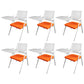 Mid Back Conference Chair with Arms White Metal Frame Modern Computer Office Chair Orange Large Writing Pad 6 Piece Set Clearhalo 'furn' 'furn_office_chair' 'Furniture' 'furniture_office_chair' 'Office Chairs' 'Office Furniture' 'office_chair' 5011296