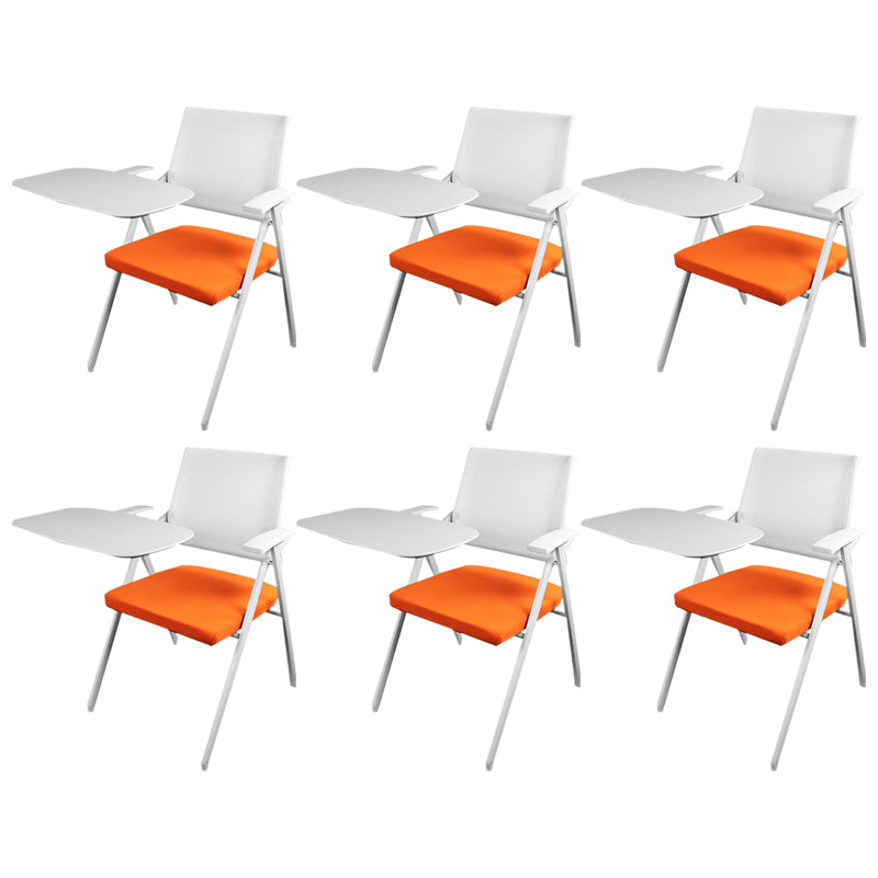 Mid Back Conference Chair with Arms White Metal Frame Modern Computer Office Chair Orange Large Writing Pad 6 Piece Set Clearhalo 'furn' 'furn_office_chair' 'Furniture' 'furniture_office_chair' 'Office Chairs' 'Office Furniture' 'office_chair' 5011296