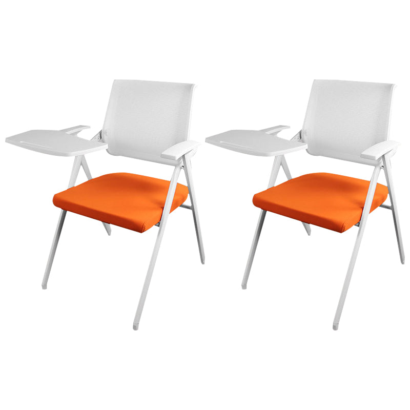 Mid Back Conference Chair with Arms White Metal Frame Modern Computer Office Chair Orange Small Writing Pad 2 Piece Set Clearhalo 'furn' 'furn_office_chair' 'Furniture' 'furniture_office_chair' 'Office Chairs' 'Office Furniture' 'office_chair' 5011297