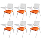 Mid Back Conference Chair with Arms White Metal Frame Modern Computer Office Chair Orange Small Writing Pad 6 Piece Set Clearhalo 'furn' 'furn_office_chair' 'Furniture' 'furniture_office_chair' 'Office Chairs' 'Office Furniture' 'office_chair' 5011299
