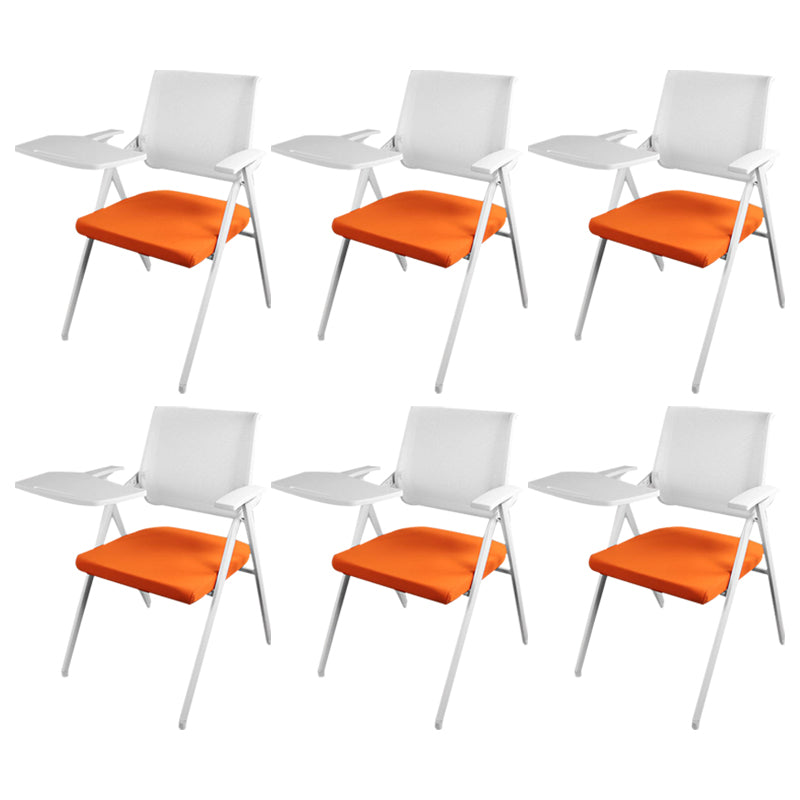 Mid Back Conference Chair with Arms White Metal Frame Modern Computer Office Chair Orange Small Writing Pad 6 Piece Set Clearhalo 'furn' 'furn_office_chair' 'Furniture' 'furniture_office_chair' 'Office Chairs' 'Office Furniture' 'office_chair' 5011299