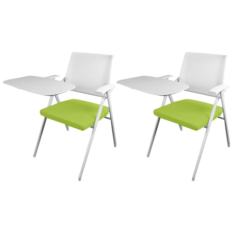 Mid Back Conference Chair with Arms White Metal Frame Modern Computer Office Chair Green Large Writing Pad 2 Piece Set Clearhalo 'furn' 'furn_office_chair' 'Furniture' 'furniture_office_chair' 'Office Chairs' 'Office Furniture' 'office_chair' 5011300