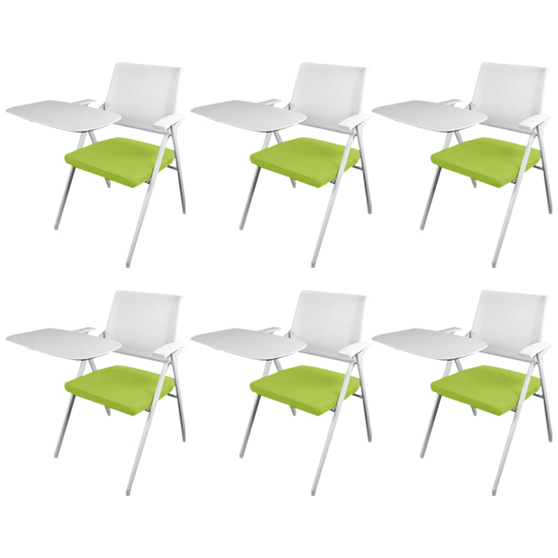 Mid Back Conference Chair with Arms White Metal Frame Modern Computer Office Chair Green Large Writing Pad 6 Piece Set Clearhalo 'furn' 'furn_office_chair' 'Furniture' 'furniture_office_chair' 'Office Chairs' 'Office Furniture' 'office_chair' 5011302