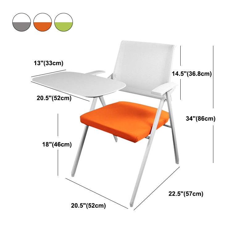 Mid Back Conference Chair with Arms White Metal Frame Modern Computer Office Chair Clearhalo 'furn' 'furn_office_chair' 'Furniture' 'furniture_office_chair' 'Office Chairs' 'Office Furniture' 'office_chair' 5011305