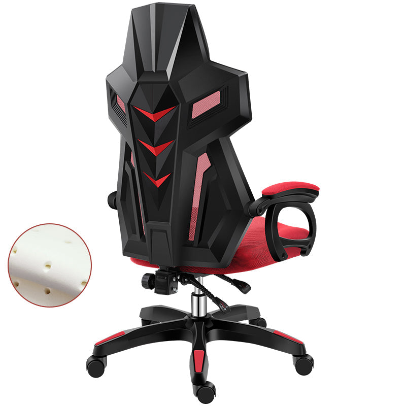 Black Nylon Frame Modern Gaming Chair Swivel Computer Desk Chair with Padded Arms Red Without Footrest Latex Clearhalo 'furn' 'furn_office_chair' 'Furniture' 'furniture_office_chair' 'Office Chairs' 'Office Furniture' 'office_chair' 5011307