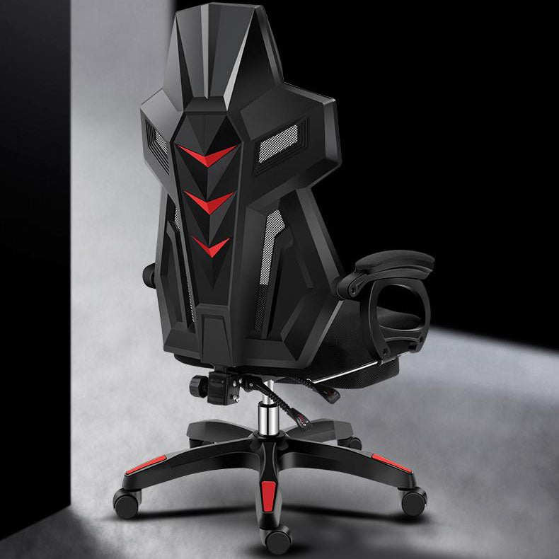 Black Nylon Frame Modern Gaming Chair Swivel Computer Desk Chair with Padded Arms Clearhalo 'furn' 'furn_office_chair' 'Furniture' 'furniture_office_chair' 'Office Chairs' 'Office Furniture' 'office_chair' 5011309