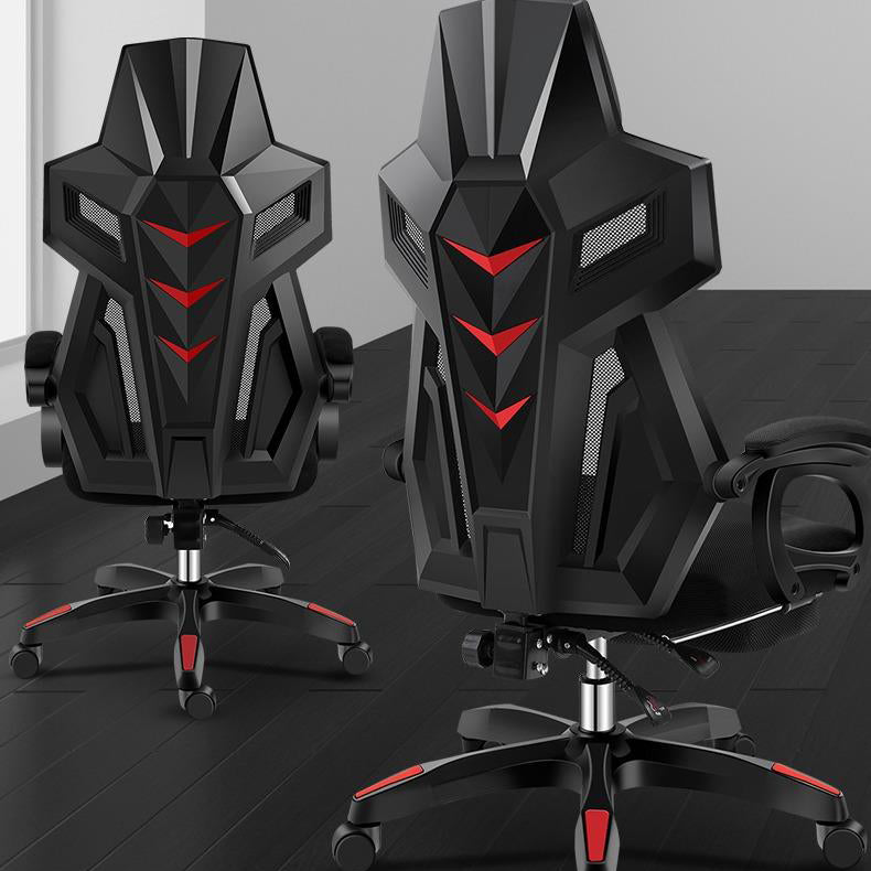 Black Nylon Frame Modern Gaming Chair Swivel Computer Desk Chair with Padded Arms Clearhalo 'furn' 'furn_office_chair' 'Furniture' 'furniture_office_chair' 'Office Chairs' 'Office Furniture' 'office_chair' 5011310