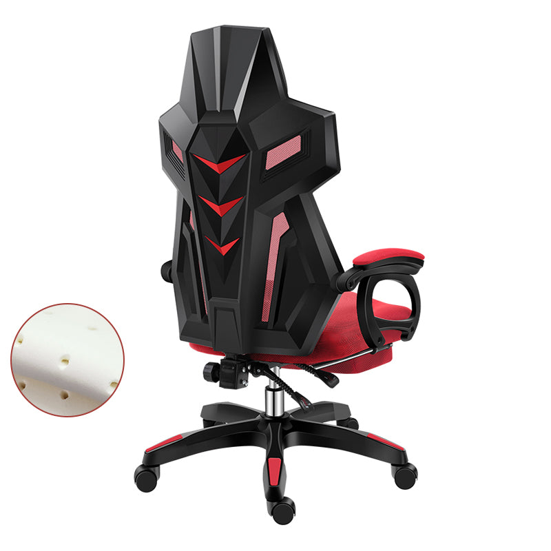 Black Nylon Frame Modern Gaming Chair Swivel Computer Desk Chair with Padded Arms Red With Footrest Latex Clearhalo 'furn' 'furn_office_chair' 'Furniture' 'furniture_office_chair' 'Office Chairs' 'Office Furniture' 'office_chair' 5011311