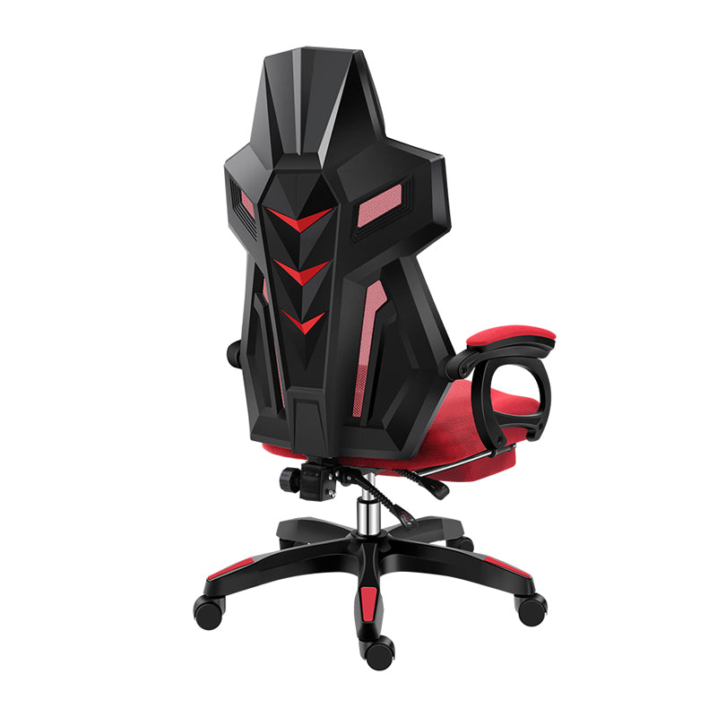 Black Nylon Frame Modern Gaming Chair Swivel Computer Desk Chair with Padded Arms Red With Footrest Sponge Clearhalo 'furn' 'furn_office_chair' 'Furniture' 'furniture_office_chair' 'Office Chairs' 'Office Furniture' 'office_chair' 5011312