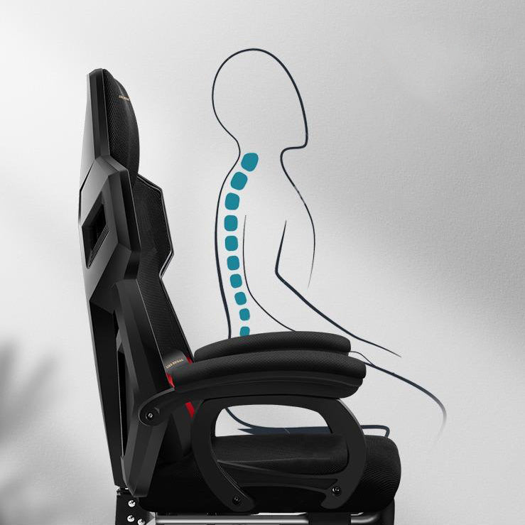 Black Nylon Frame Modern Gaming Chair Swivel Computer Desk Chair with Padded Arms Clearhalo 'furn' 'furn_office_chair' 'Furniture' 'furniture_office_chair' 'Office Chairs' 'Office Furniture' 'office_chair' 5011313