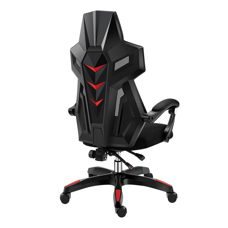 Black Nylon Frame Modern Gaming Chair Swivel Computer Desk Chair with Padded Arms Textured Black Without Footrest Sponge Clearhalo 'furn' 'furn_office_chair' 'Furniture' 'furniture_office_chair' 'Office Chairs' 'Office Furniture' 'office_chair' 5011316