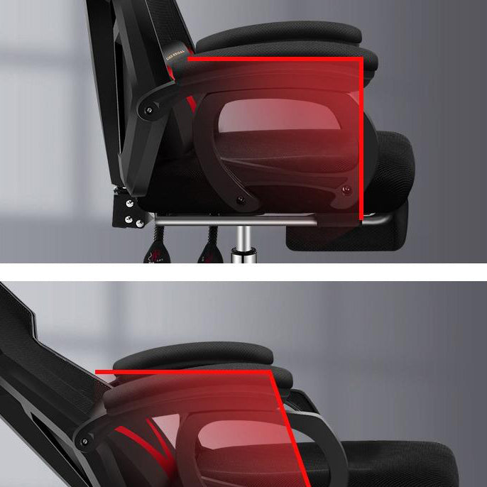 Black Nylon Frame Modern Gaming Chair Swivel Computer Desk Chair with Padded Arms Clearhalo 'furn' 'furn_office_chair' 'Furniture' 'furniture_office_chair' 'Office Chairs' 'Office Furniture' 'office_chair' 5011320