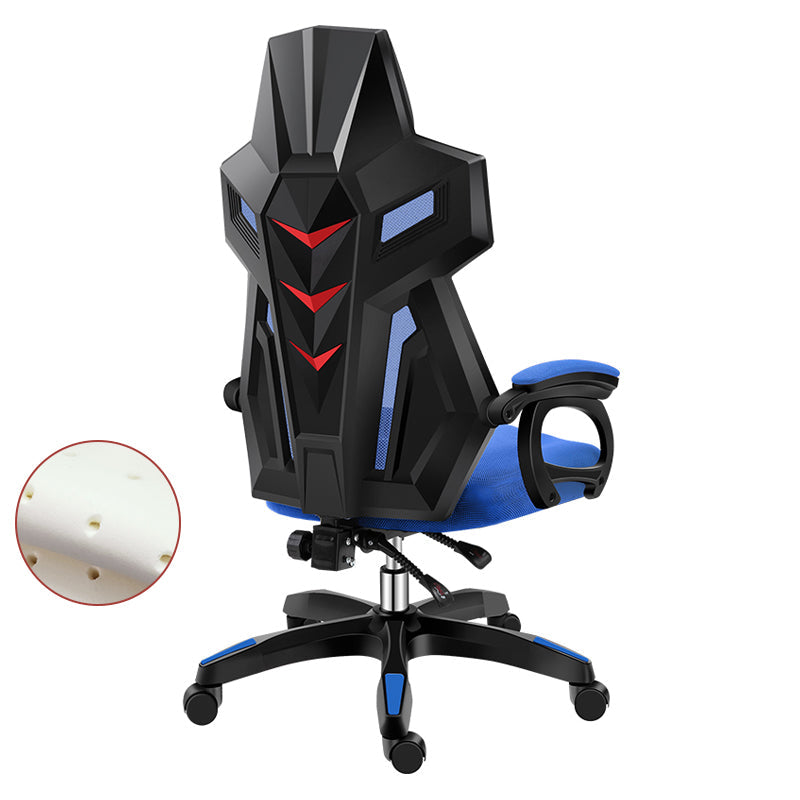 Black Nylon Frame Modern Gaming Chair Swivel Computer Desk Chair with Padded Arms Blue Without Footrest Latex Clearhalo 'furn' 'furn_office_chair' 'Furniture' 'furniture_office_chair' 'Office Chairs' 'Office Furniture' 'office_chair' 5011323