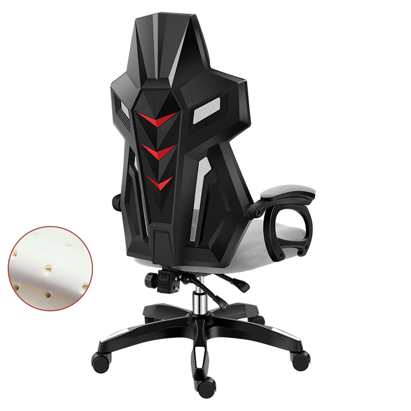 Black Nylon Frame Modern Gaming Chair Swivel Computer Desk Chair with Padded Arms Grey Without Footrest Latex Clearhalo 'furn' 'furn_office_chair' 'Furniture' 'furniture_office_chair' 'Office Chairs' 'Office Furniture' 'office_chair' 5011328
