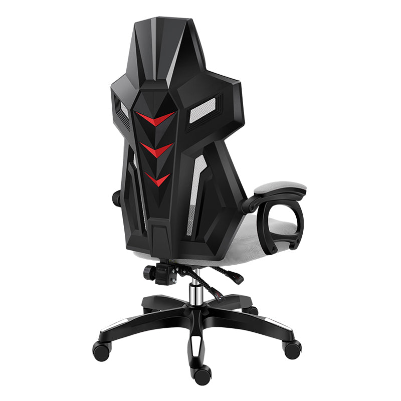 Black Nylon Frame Modern Gaming Chair Swivel Computer Desk Chair with Padded Arms Grey Without Footrest Sponge Clearhalo 'furn' 'furn_office_chair' 'Furniture' 'furniture_office_chair' 'Office Chairs' 'Office Furniture' 'office_chair' 5011329