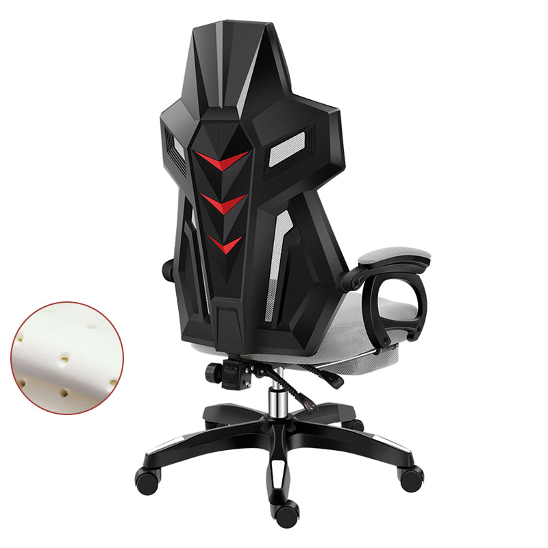 Black Nylon Frame Modern Gaming Chair Swivel Computer Desk Chair with Padded Arms Grey With Footrest Latex Clearhalo 'furn' 'furn_office_chair' 'Furniture' 'furniture_office_chair' 'Office Chairs' 'Office Furniture' 'office_chair' 5011330