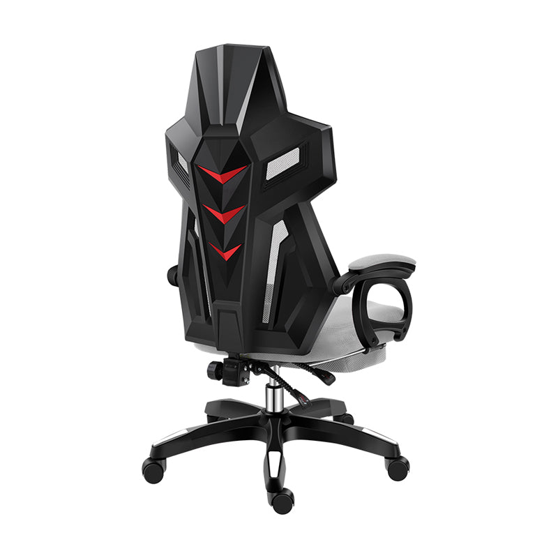 Black Nylon Frame Modern Gaming Chair Swivel Computer Desk Chair with Padded Arms Grey With Footrest Sponge Clearhalo 'furn' 'furn_office_chair' 'Furniture' 'furniture_office_chair' 'Office Chairs' 'Office Furniture' 'office_chair' 5011331