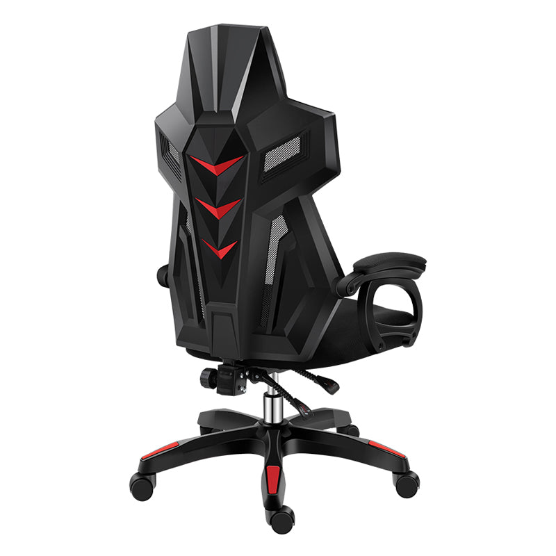 Black Nylon Frame Modern Gaming Chair Swivel Computer Desk Chair with Padded Arms Black Without Footrest Sponge Clearhalo 'furn' 'furn_office_chair' 'Furniture' 'furniture_office_chair' 'Office Chairs' 'Office Furniture' 'office_chair' 5011333