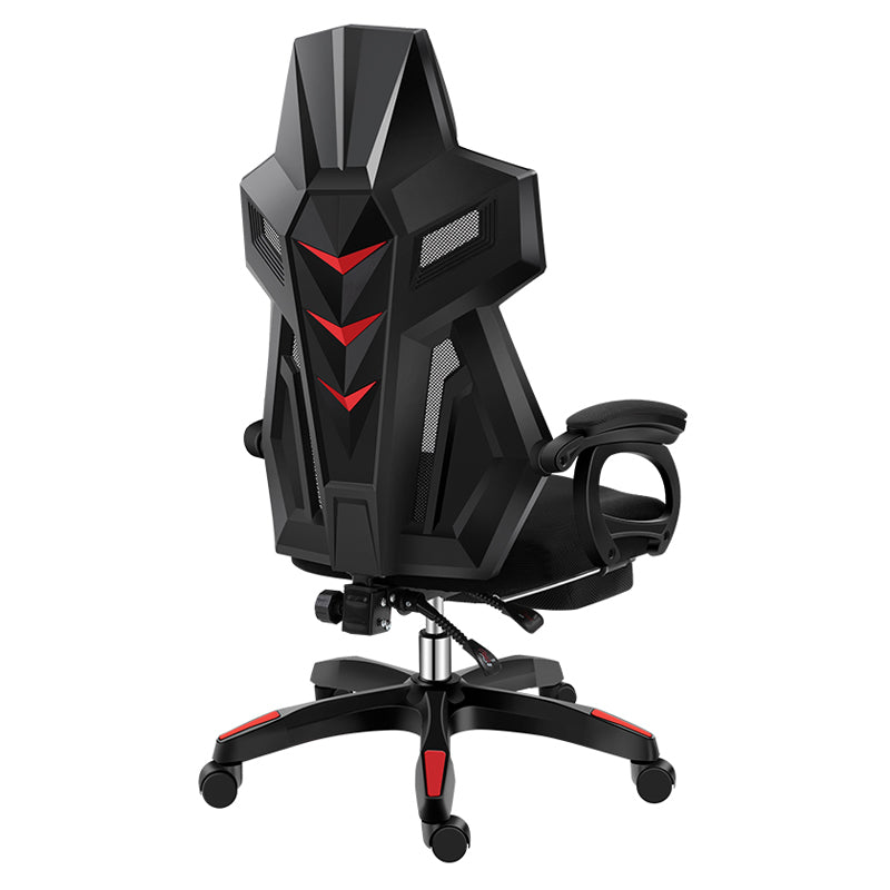 Black Nylon Frame Modern Gaming Chair Swivel Computer Desk Chair with Padded Arms Black With Footrest Sponge Clearhalo 'furn' 'furn_office_chair' 'Furniture' 'furniture_office_chair' 'Office Chairs' 'Office Furniture' 'office_chair' 5011335