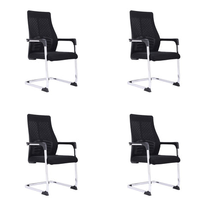 Modern Style Task Chair Mesh Office Chair with Fixed Arms for Home Office Black 4 Piece Set Clearhalo 'furn' 'furn_office_chair' 'Furniture' 'furniture_office_chair' 'Office Chairs' 'Office Furniture' 'office_chair' 5011429