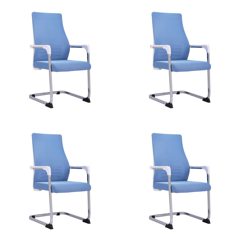 Modern Style Task Chair Mesh Office Chair with Fixed Arms for Home Office Light Blue 4 Piece Set Clearhalo 'furn' 'furn_office_chair' 'Furniture' 'furniture_office_chair' 'Office Chairs' 'Office Furniture' 'office_chair' 5011436