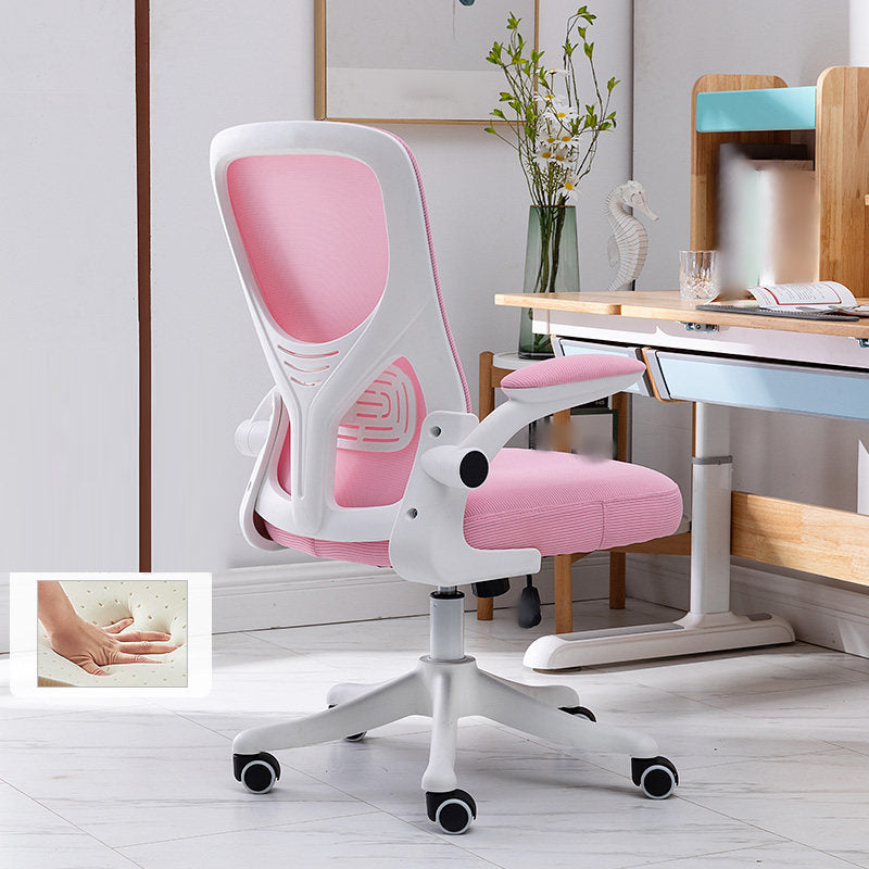 High Back Office Chair with Sponge Cushion Adjustable Arm Office Chair for Office White-Pink Without Headrest Clearhalo 'furn' 'furn_office_chair' 'Furniture' 'furniture_office_chair' 'Office Chairs' 'Office Furniture' 'office_chair' 5011465