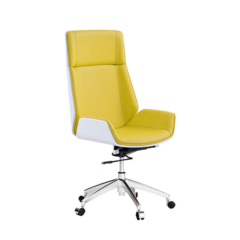 Metal Frame Modern Office Chair Executive Ergonomic Desk Chair Yellow Casters Included Clearhalo 'furn' 'furn_office_chair' 'Furniture' 'furniture_office_chair' 'Office Chairs' 'Office Furniture' 'office_chair' 5011478
