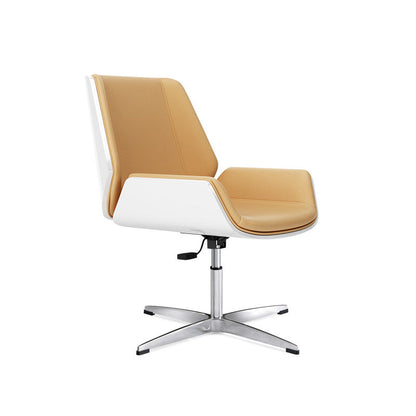 Metal Frame Modern Office Chair Executive Ergonomic Desk Chair Beige Faux Leather Casters Not Included Clearhalo 'furn' 'furn_office_chair' 'Furniture' 'furniture_office_chair' 'Office Chairs' 'Office Furniture' 'office_chair' 5011494