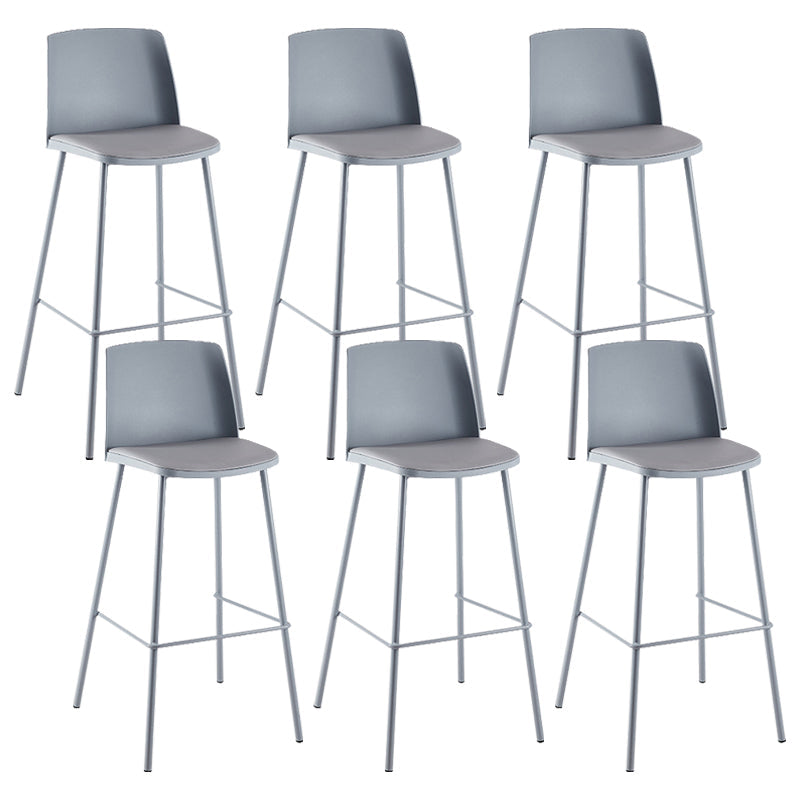 Nordic Bar-stool Plastic Counter Bar Stool with Metal Legs for Home Blue 6 Piece Set Clearhalo 'Bar Furniture' 'Bar Stools' 'bar_stools' 'furn' 'furn_bar_stools' 'Furniture' 'furniture_bar_stools' 'Kitchen & Dining Furniture' 5011513