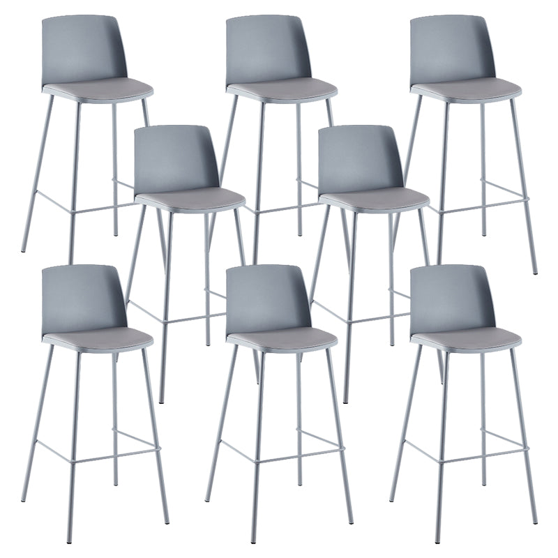 Nordic Bar-stool Plastic Counter Bar Stool with Metal Legs for Home Blue 8 Piece Set Clearhalo 'Bar Furniture' 'Bar Stools' 'bar_stools' 'furn' 'furn_bar_stools' 'Furniture' 'furniture_bar_stools' 'Kitchen & Dining Furniture' 5011514