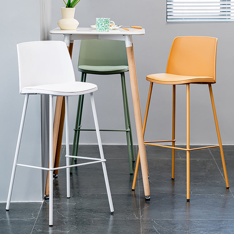 Nordic Bar-stool Plastic Counter Bar Stool with Metal Legs for Home Clearhalo 'Bar Furniture' 'Bar Stools' 'bar_stools' 'furn' 'furn_bar_stools' 'Furniture' 'furniture_bar_stools' 'Kitchen & Dining Furniture' 5011515