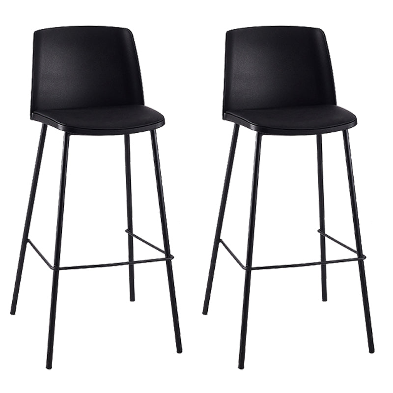 Nordic Bar-stool Plastic Counter Bar Stool with Metal Legs for Home Black 2 Piece Set Clearhalo 'Bar Furniture' 'Bar Stools' 'bar_stools' 'furn' 'furn_bar_stools' 'Furniture' 'furniture_bar_stools' 'Kitchen & Dining Furniture' 5011516