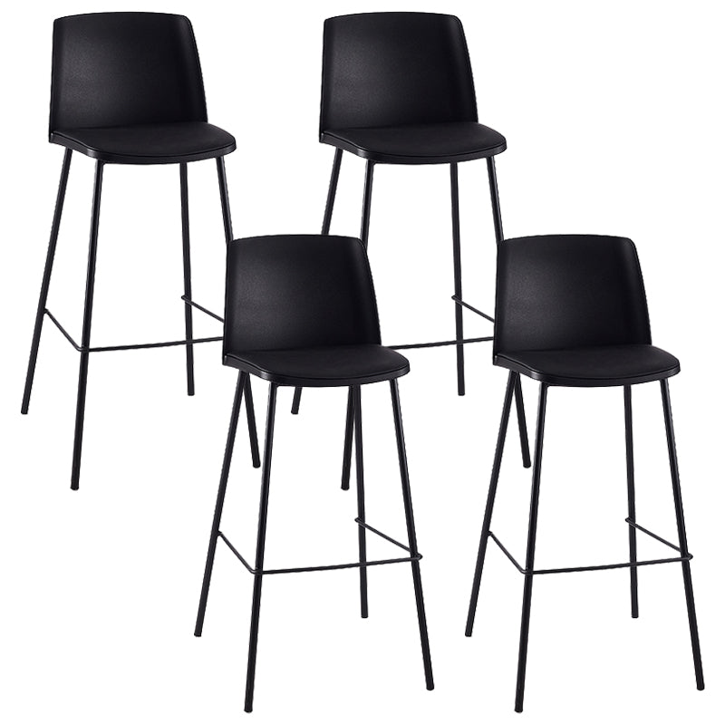 Nordic Bar-stool Plastic Counter Bar Stool with Metal Legs for Home Black 4 Piece Set Clearhalo 'Bar Furniture' 'Bar Stools' 'bar_stools' 'furn' 'furn_bar_stools' 'Furniture' 'furniture_bar_stools' 'Kitchen & Dining Furniture' 5011518