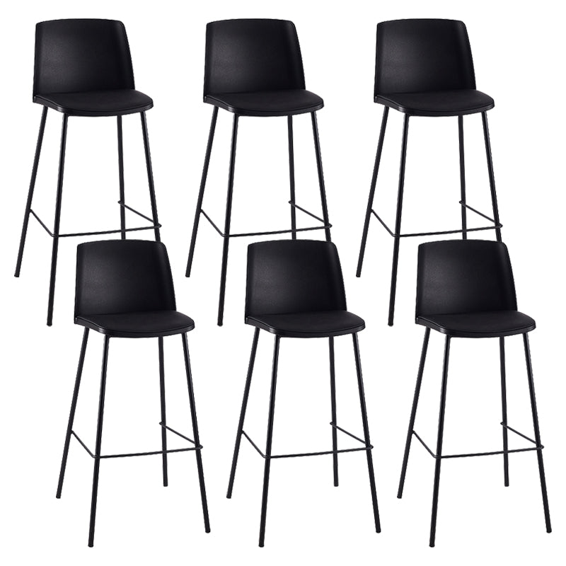 Nordic Bar-stool Plastic Counter Bar Stool with Metal Legs for Home Black 6 Piece Set Clearhalo 'Bar Furniture' 'Bar Stools' 'bar_stools' 'furn' 'furn_bar_stools' 'Furniture' 'furniture_bar_stools' 'Kitchen & Dining Furniture' 5011520