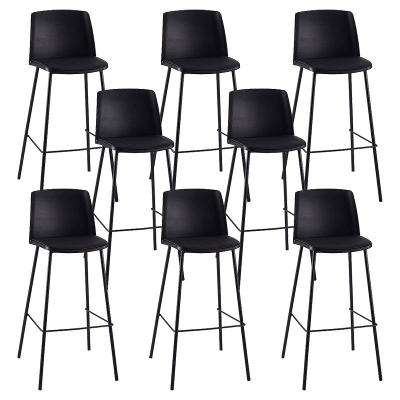 Nordic Bar-stool Plastic Counter Bar Stool with Metal Legs for Home Black 8 Piece Set Clearhalo 'Bar Furniture' 'Bar Stools' 'bar_stools' 'furn' 'furn_bar_stools' 'Furniture' 'furniture_bar_stools' 'Kitchen & Dining Furniture' 5011522